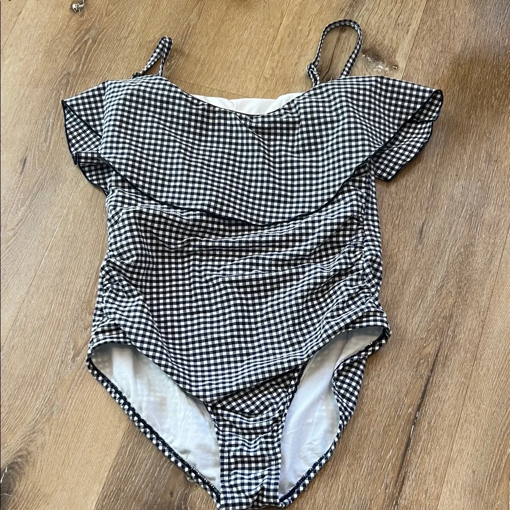 Navy and White Gingham Swimsuit Kona Sol Medium